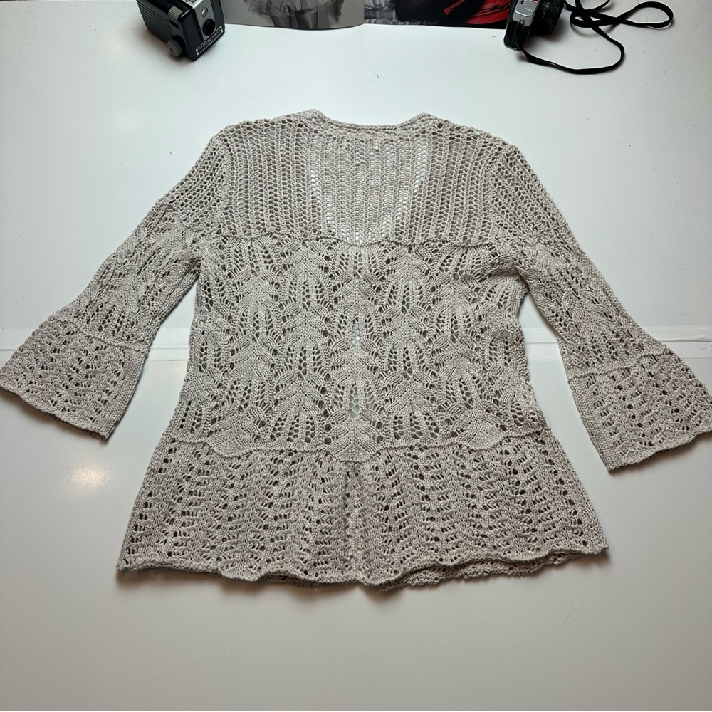Vintage 2000s dressbarn Crochet Knit Cardigan | Cotton Boho Cottagecore Layering - Picture 11 of 11